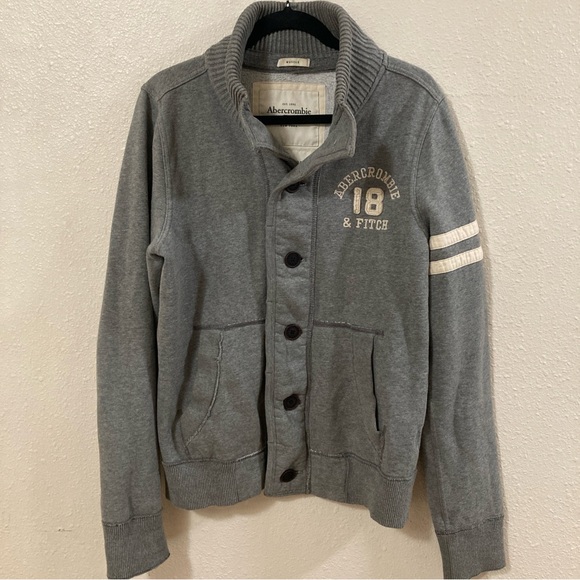 Abercrombie & Fitch Other - Abercrombie & Fitch Muscle Fit Hoodie Charcoal Button-Up Sweater Medium